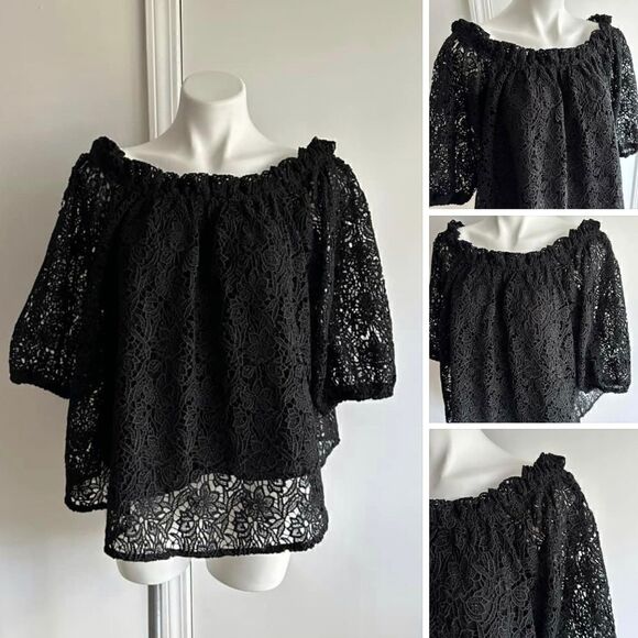 NWT Black Lace Top, Size Medium, Anthropologie Maeve - Picture 1 of 9